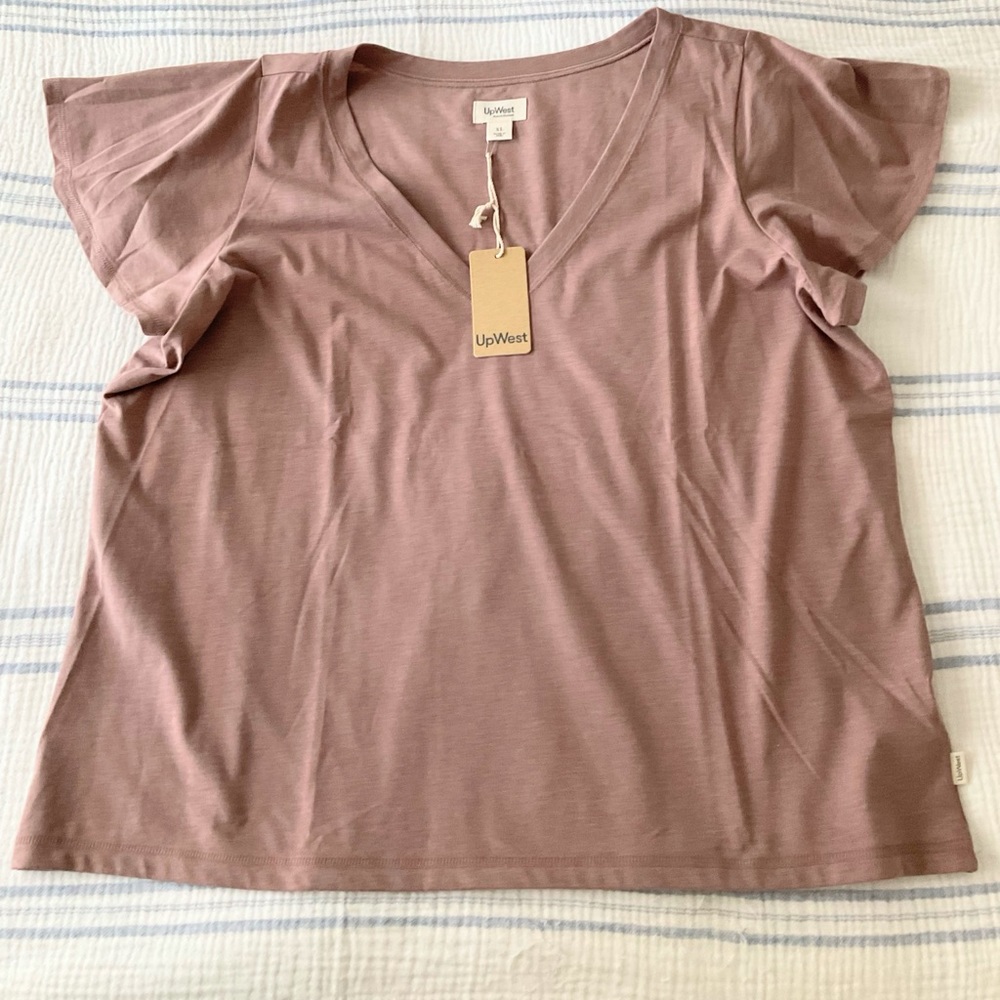 NWT UpWest v-neck flutter sleeve tee